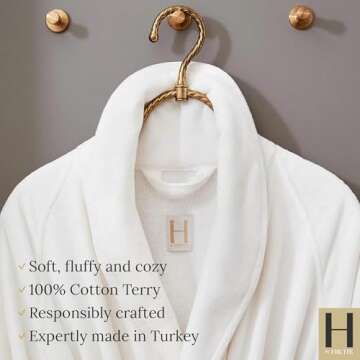 H by Frette Shawl Collar Bathrobe with Piping (Medium) - Luxury All-White Bathrobe For Men and Women/Soft, Fluffy, and Cozy / 100% Cotton