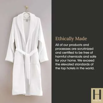 H by Frette Shawl Collar Bathrobe with Piping (Medium) - Luxury All-White Bathrobe For Men and Women/Soft, Fluffy, and Cozy / 100% Cotton