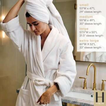 H by Frette Shawl Collar Bathrobe with Piping (Medium) - Luxury All-White Bathrobe For Men and Women/Soft, Fluffy, and Cozy / 100% Cotton