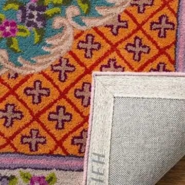SAFAVIEH Bellagio Collection Area Rug - 5' x 8', Blue & Pink, Handmade Medallion Wool, Ideal for High Traffic Areas in Living Room, Bedroom (BLG535M)