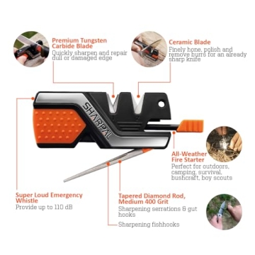 Versatile SHARPAL 101N 6-In-1 Knife Sharpener & Survival Tool