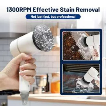 Electric Cleaning Brush, 1300RPM Heavy Duty Handheld Spin Scrubber, Automatic Hand Held Cordless Battery Power Buddy, Shower Cleaner Dish Gun for Kitchen/Bathroom/Grill/Oven/Stove/Scrub Wash