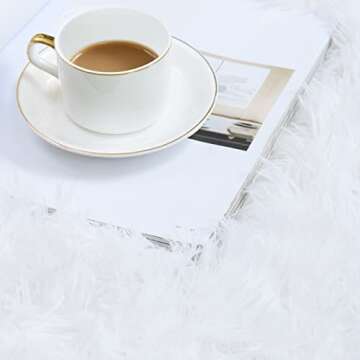 duduta White Soft Fluffy Rectangle Rug 3x5 ft, Shag Furry Plush Throw Rug for Bedroom Nursery Living...