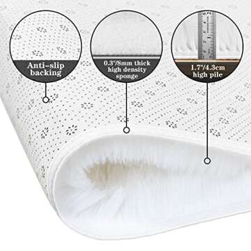 duduta White Soft Fluffy Rectangle Rug 3x5 ft, Shag Furry Plush Throw Rug for Bedroom Nursery Living Room Home Decor