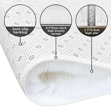 duduta White Soft Fluffy Rectangle Rug 3x5 ft, Shag Furry Plush Throw Rug for Bedroom Nursery Living Room Home Decor