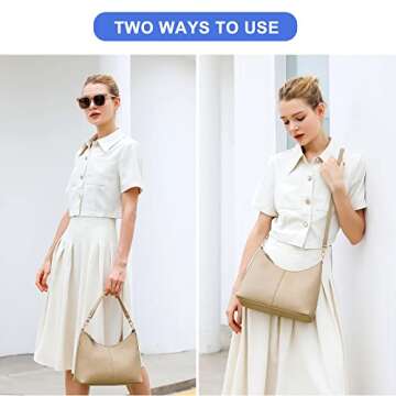 Keyli Women's Soft PU Leather Shoulder Handbag - Versatile Khaki Bag in 11" Length