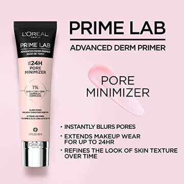 L’Oréal Paris Prime Lab Up to 24H Pore Minimizer Face Primer Infused with AHA, LHA, BHA Complex t...