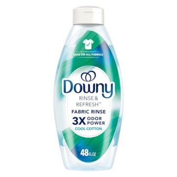 Downy Rinse & Refresh Laundry Odor Remover And Fabric Softener, Cool Cotton, 48 Fl Oz, HE Compatible...