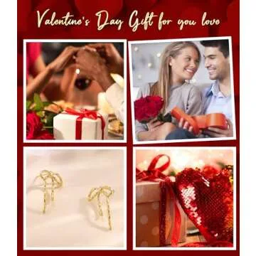 Moodear Gold Bow Earrings Ribbon BowStud Earrings for Women Trendy 14K Gold Plated - Cute Long Thin Big Bowknot Statement Earrings Dainty Jewelry Gifts for Women