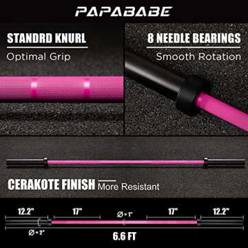 PAPABABE Olympic Barbell, 1500LB Capacity barbell Cerakote Coating Bar, Weightlifting Bar 2 Inch Bar...