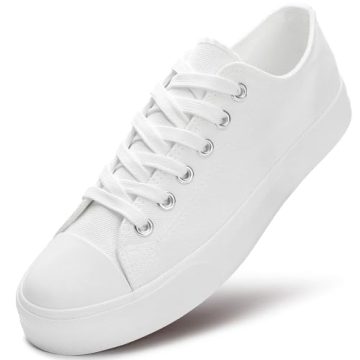 ZGR Women’s Canvas Low Top Sneaker Lace-up - Black & White Casual Shoes