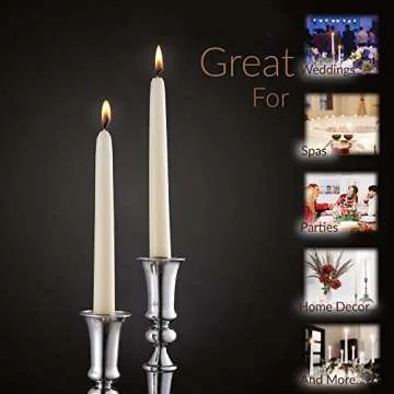 Elegant Rambue 10" Ivory Taper Candles - 8 Pack for Home Decor