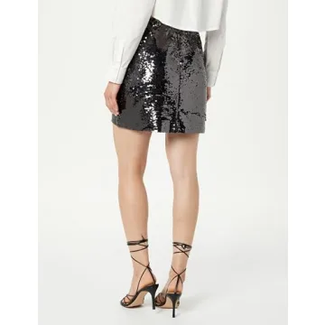 Flora Sequin Mini Skirt Pewter for Stylish Women