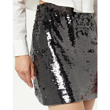 Flora Sequin Mini Skirt Pewter for Stylish Women