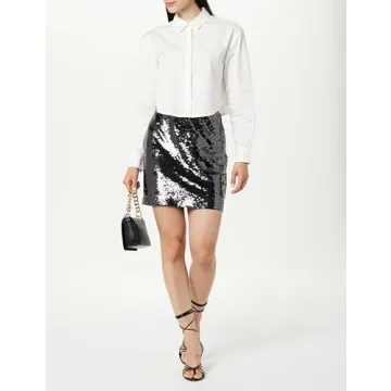 Flora Sequin Mini Skirt Pewter for Stylish Women