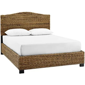Crosley Serena Bed with Handwoven Rattan Headboard