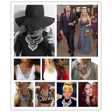 Thkmeet Bohemian Statement Necklace & Earrings Set