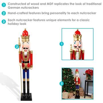 Sunnydaze Arnold The Strong 48-Inch Indoor Christmas Traditional Wooden Nutcracker Decor Statue
