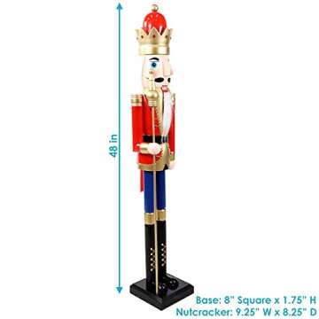 Sunnydaze Arnold The Strong 48-Inch Indoor Christmas Traditional Wooden Nutcracker Decor Statue