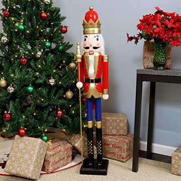 Sunnydaze Arnold The Strong 48-Inch Indoor Christmas Traditional Wooden Nutcracker Decor Statue