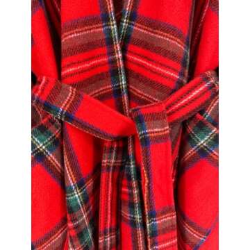 Moss Rose Women's Red Shawl Wrap Poncho Ruana Cape Open Front Cardigan for Christmas Day