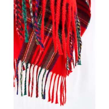 Moss Rose Women's Red Shawl Wrap Poncho Ruana Cape Open Front Cardigan for Christmas Day