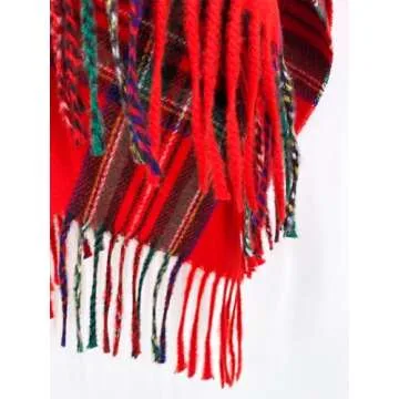 Moss Rose Women's Red Shawl Wrap Poncho Ruana Cape Open Front Cardigan for Christmas Day