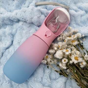 MITOCAPY Dog Water Bottle with Dog Food Container, 19Oz Large Capacity Portable Dog Water Bowl Dispe...