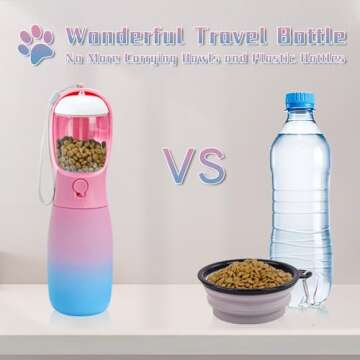 MITOCAPY Dog Water Bottle with Dog Food Container, 19Oz Large Capacity Portable Dog Water Bowl Dispenser, Food Grade New Puppy Essentials & Chihuahua Dog Accessories for Hiking Walking Traveling