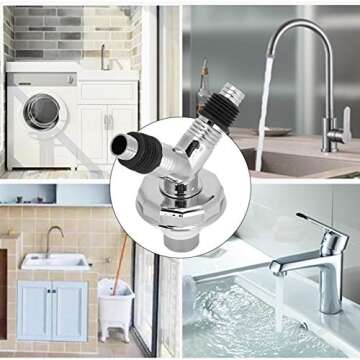 Garosa Dual Purpose Y-Shaped Pipe Connector Tee Joint Adapter Floor Drain Connector Adapter Sealing Tool Sewer Tee Joint Adapter for Washing Machine(#2)