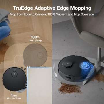 ECOVACS DEEBOT T30S AI Care Robot Vacuum and Mop, 11000Pa, TruEdge Adaptive Edge Mopping, ZeroTangle, AI Instant Re-mop, Hot Water Mop Washing, Self-Emptying & Refilling, AI Obstacle Avoidance