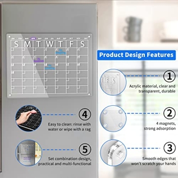 AITEE 16"x12" Magnetic Dry Erase Board Calendar for Fridge