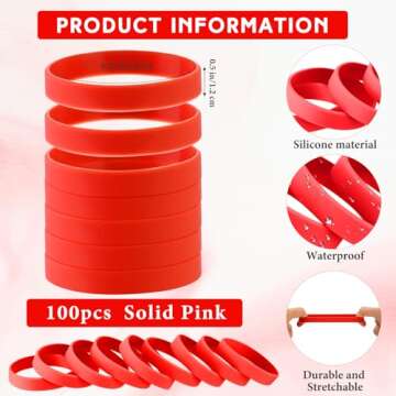 Liliful 100 Pcs Silicone Rubber Wristbands Rubber Wristband Bracelet Bands for Silicone Wristbands f...