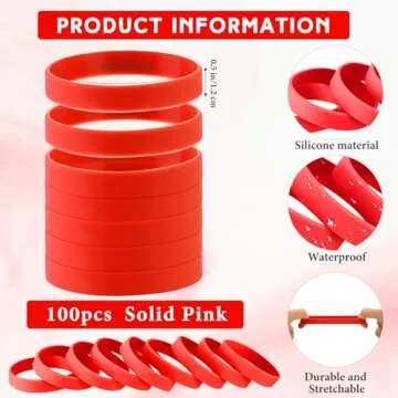 Liliful 100 Pcs Silicone Rubber Wristbands Rubber Wristband Bracelet Bands for Silicone Wristbands f...