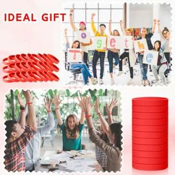 Liliful 100 Pcs Silicone Rubber Wristbands Rubber Wristband Bracelet Bands for Silicone Wristbands for Women Men(Red)