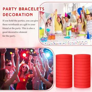 Liliful 100 Pcs Silicone Rubber Wristbands Rubber Wristband Bracelet Bands for Silicone Wristbands for Women Men(Red)