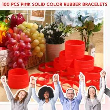 Liliful 100 Pcs Silicone Rubber Wristbands Rubber Wristband Bracelet Bands for Silicone Wristbands for Women Men(Red)