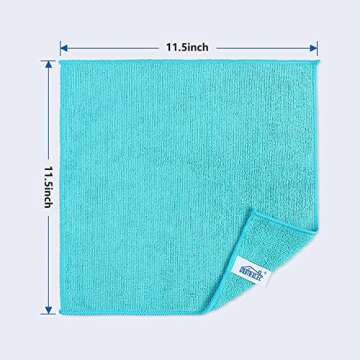 HOMEXCEL Microfiber Cleaning Cloth,8 Pack Cleaning Rag,Cleaning Towels with 4 Color Assorted,11.5"X11.5"(Green/Blue/Yellow/Pink)
