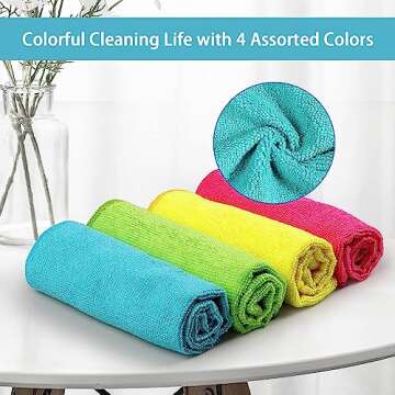 HOMEXCEL Microfiber Cleaning Cloth,8 Pack Cleaning Rag,Cleaning Towels with 4 Color Assorted,11.5"X11.5"(Green/Blue/Yellow/Pink)