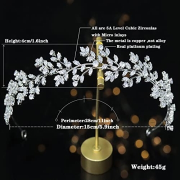 Jorsnovs Fashion Bridal Headpieces for Wedding Bride Hair Accessories Cubic Zirconia Headbands for Women CZ Birthday Gifts