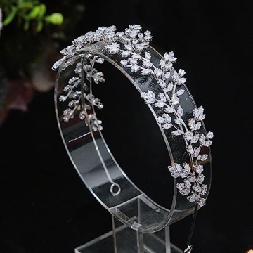 Jorsnovs Fashion Bridal Headpieces for Wedding Bride Hair Accessories Cubic Zirconia Headbands for Women CZ Birthday Gifts