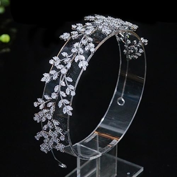 Jorsnovs Fashion Bridal Headpieces for Wedding Bride Hair Accessories Cubic Zirconia Headbands for Women CZ Birthday Gifts