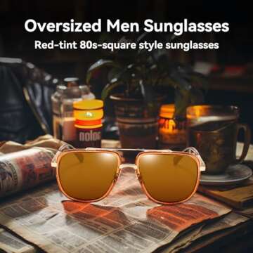 Dollger Oversized Square Aviator Sunglasses for Men Women Retro Pilot Shades Brown Frame Champagne L...