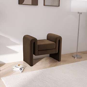 Meridian Furniture 180Brown Stylus Collection Modern | Contemporary Velvet Upholstered Bench with So...