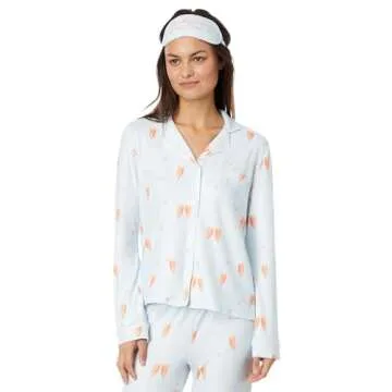 PJ Salvage Women's Loungewear You Had Me at Rose Pajama Set, Powder Blue, M