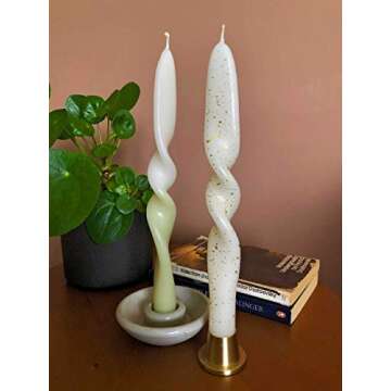 Curated Candles Co. - Handmade Twisted Taper Candles - Set of 3 Pieces Soy & Paraffin Blended Wax - 9.5 Inch x 7/8 Inch Tall Burning Candles - Set for Home Decor & Gift, Special Occasions