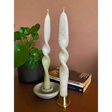 Curated Candles Co. - Handmade Twisted Taper Candles - Set of 3 Pieces Soy & Paraffin Blended Wax - 9.5 Inch x 7/8 Inch Tall Burning Candles - Set for Home Decor & Gift, Special Occasions