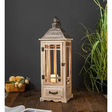 Rustic Wooden Lantern Set for Home Decor & Gifting