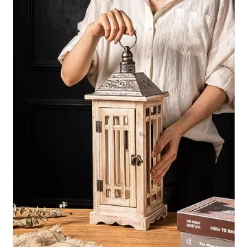 Rustic Wooden Lantern Set for Home Decor & Gifting
