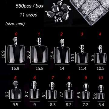 550Pcs Clear Acrylic Toenail Tips for Stunning Nail Art